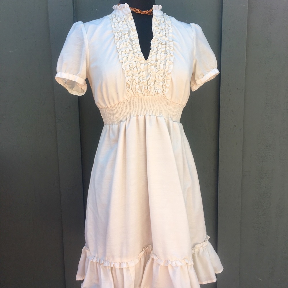 Cream Cotton Ruffled Sundress - Picture 2 of 7